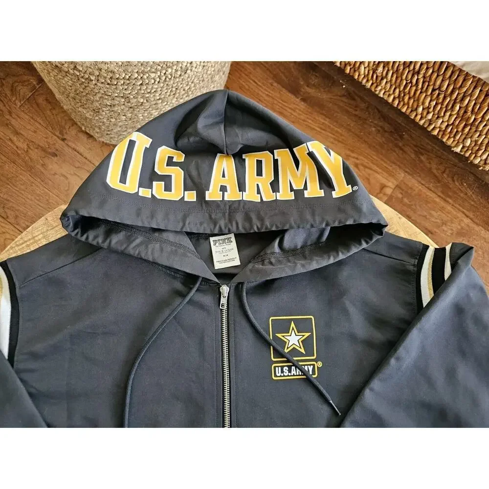 Victoria Secret Pink Army Hood Wind Breaker Jacket Women's Size M Rare Retired - Picture 2 of 10